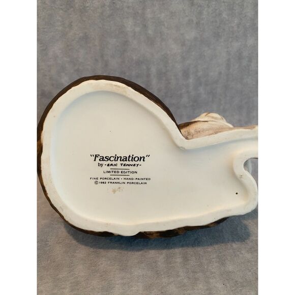 VTG Porcelain Cat "Fascination" Tabby‎ Bengal Franklin Mint 1982 Eric Tenney - Picture 9 of 9